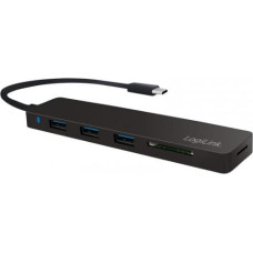 Logilink HUB ultra-slim USB-C 3-port with card reader