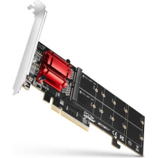 Axagon PCEM2-ND PCE-E 3.0 8x - dual M.2 NVMe M-key slot adapter w. dataswitch, SP & LP, up to 110mm SSD