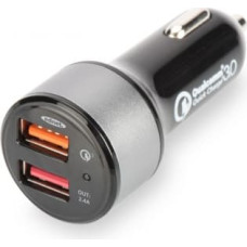 Ednet Qualcomm Quick Charge 3.0 Car Charger, 2xUSB (3A/2,4A), black and silver