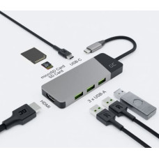 Green Cell Hub adapter USB-C Connect 3xUSB 3.1 HDMI 4K 60Hz USB-C PD 85W