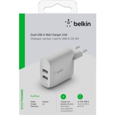 Belkin Dual USB-A Charger, 24W white WCB002vfWH