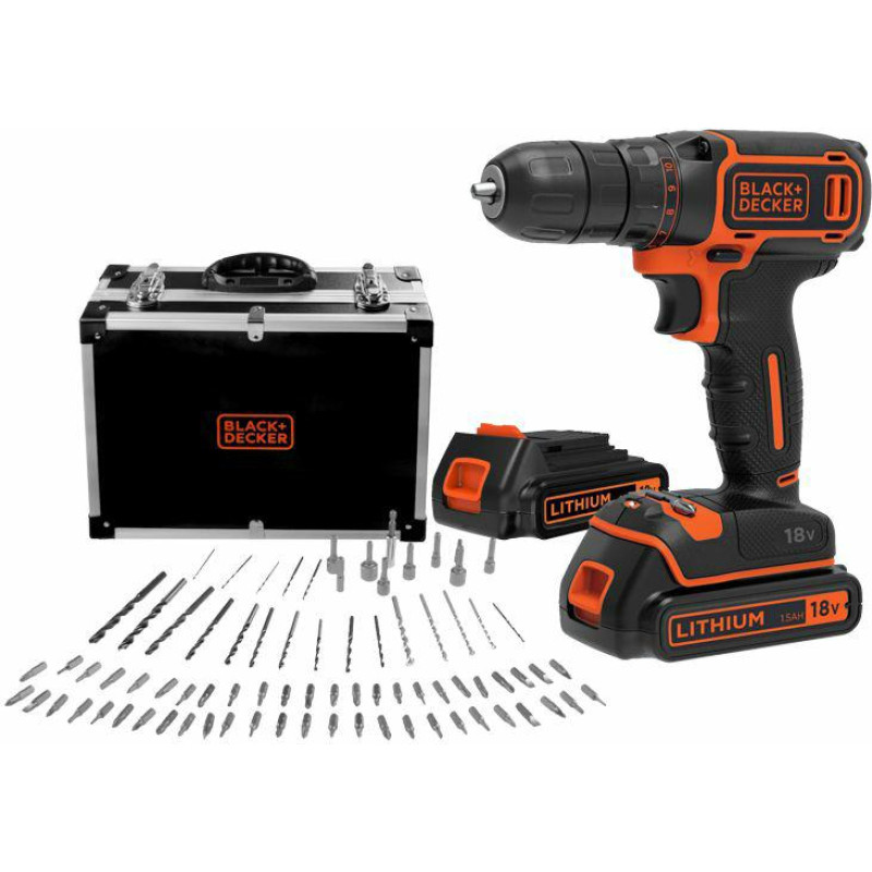 Black+Decker WKRĘTARKA 18V BDCDC18BAFC 2x1,5Ah WALIZKA +80 ACC