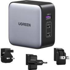 Ugreen 65W Nexode GaN Austiņas, Mobilais telefons, Portatīvais dators, Viedais rokas pulkstens Smartwatch, Planšete Pelēks USB Ātrā uzlāde Iekštelpas