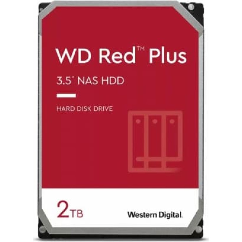 Western Digital HDD|WESTERN DIGITAL|Red Plus|2TB|SATA|64 MB|5400 rpm|3,5