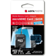 Agfaphoto MicroSDXC UHS I   64GB Prof. High Speed U3 V30 A1