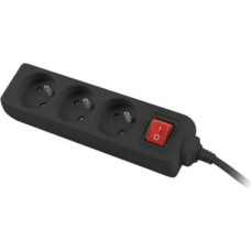 Lanberg Power strip 1.5m, black, 3 sockets, with switch, cable made of solid copper