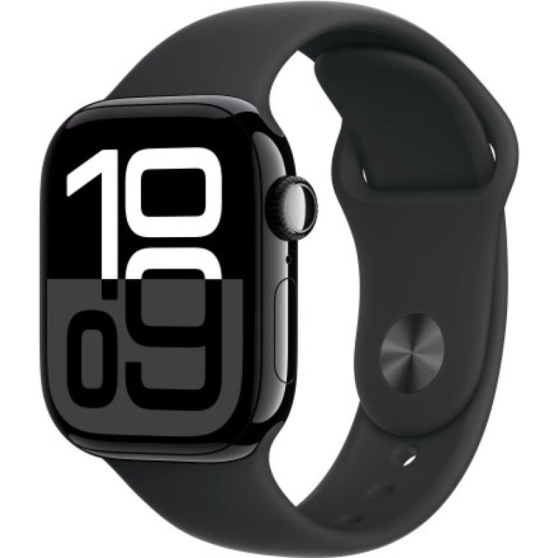 Apple Watch Series 10 GPS + Cellular 42 mm Jet Black Aluminium Case with Black Sport Band - S/M