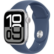 Apple Watch Series 10 GPS + Cellular 42 mm Silver Aluminium Case with Denim Sport Band - S/M