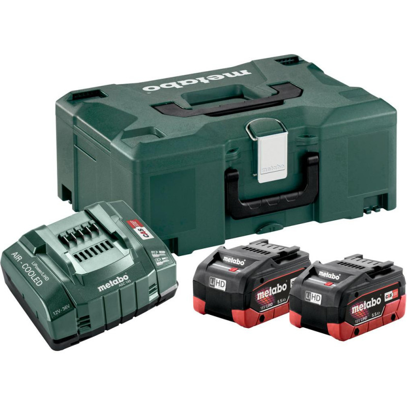 Metabo ZESTAW AKUMULATORÓW 2 x 5.5Ah LIHD + ŁADOWARKA ASC 30-36 V + WALIZKA METALOC