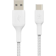 Belkin USB-C/USB-A Cable 1m braided, white CAB002bt1MWH
