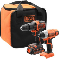 Black+Decker ZESTAW 18V WKRĘTARKA + ZAKRĘTARKA 1x1,5Ah + TORBA