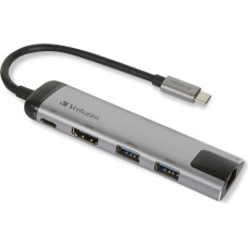 Verbatim 49141 dokstacija USB 3.2 Gen 1 (3.1 Gen 1) Type-C Melns, Sudrabs