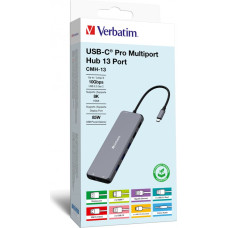 Verbatim CMH-13 USB Veids-C 10000 Mbit/s Sudrabs