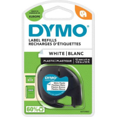 Dymo Letratag Plastic tape white 12mm x 4m            91221