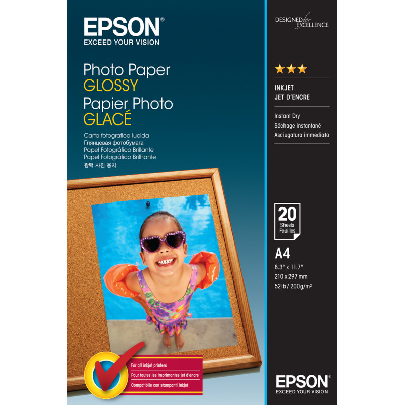 Epson Photo Paper Glossy A4 Balts Spīdums