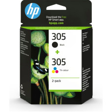 HP 305 2-Pack Tri-color/Black Original Ink Cartridge