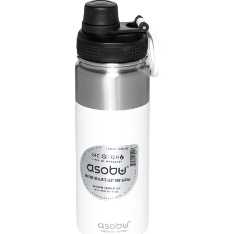 Asobu Alpine Flask Bottle White, 0.53 L