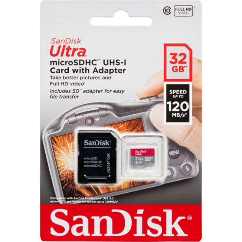 Sandisk Ultra microSDHC     32GB 140MB/s.Adapt.SDSQUA4-032G-GN6IA