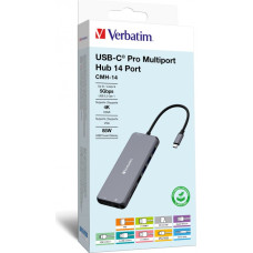 Verbatim CMH-14 USB Veids-C 5000 Mbit/s Sudrabs