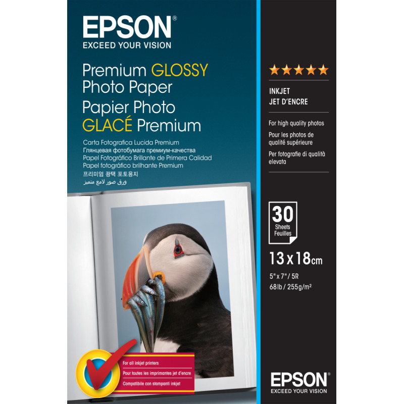 Epson Premium Glossy Photo Paper, 130 x 180 mm, 255g/m², 30 sheets