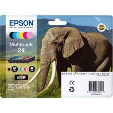 Epson Elephant C13T24284011 tintes kārtridžs 6 pcs Oriģināls Standarta produktivitāte Melns, Tirkīzzils, Gaiši Tirkīzzila, Fuksīns, Gaiši Fuksīna, Dzeltens