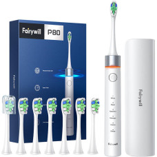 Fairywill FW-P80 sonic toothbrush with tip set and case (White)