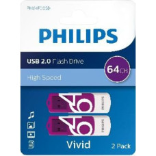 Philips FM64FD05D USB zibatmiņa 64 GB USB Type-A 2.0 Lillā, Balts