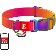 Waudog gradient nylon dog collar with QR code, orange , size L