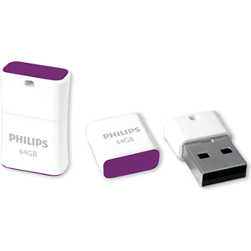 Philips FM64FD85B/00 USB zibatmiņa 64 GB USB Type-A 2.0 Lillā, Balts