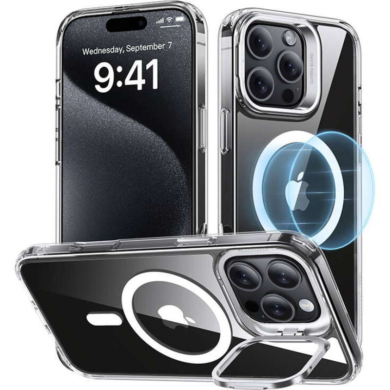 ESR Classic Hybrid (HaloLock) case with stand for iPhone 16 Pro Max (transparent)