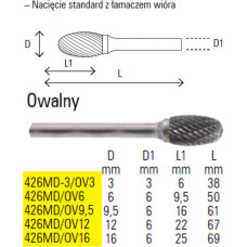 Beta PILNIK OBROTOWY OWALNY 12mm