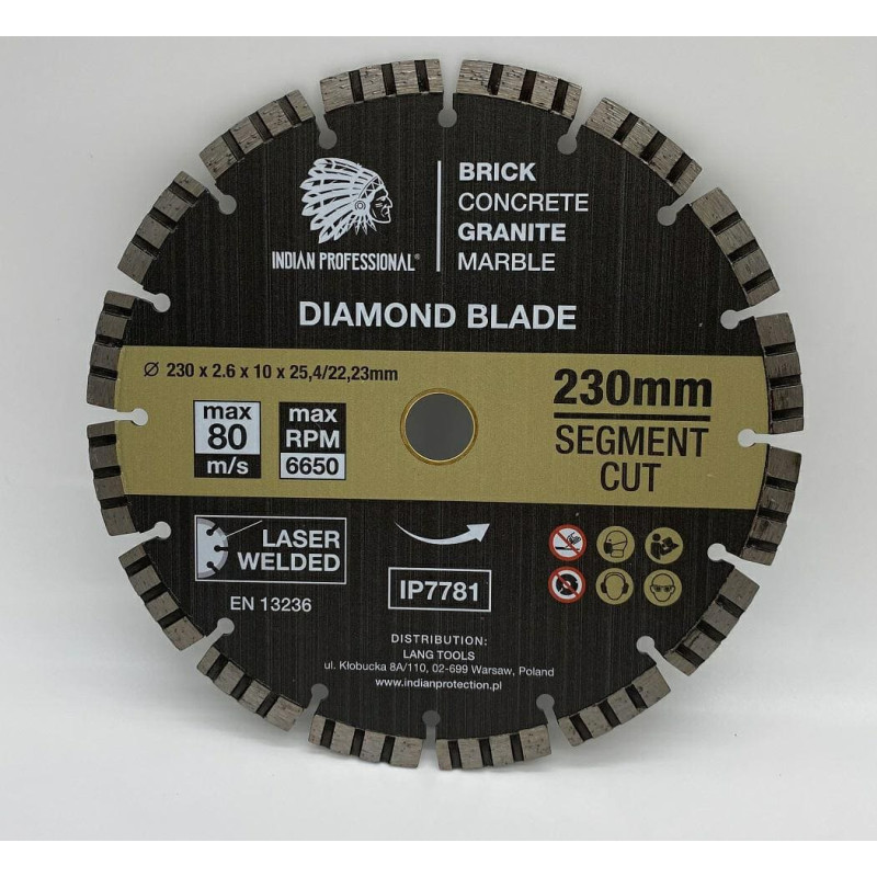 Indian Professional TARCZA DIAMENTOWA 230mm SEGMENT TURBO CUT  INDIAN PROFESSIONAL