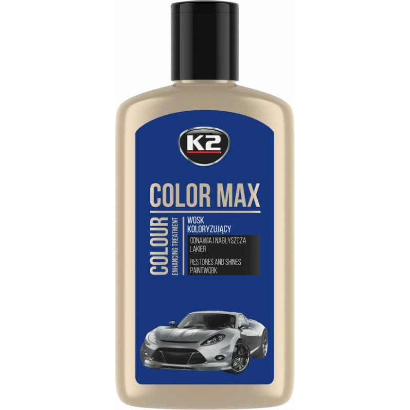 K2 WOSK KOLORYZUJĄCY, NABŁYSZCZA I CHRONI. COLOR MAX 250 NIEBIESKI 250ML