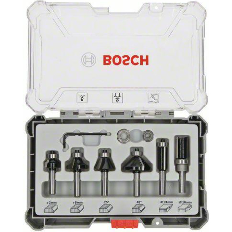 Bosch ZESTAW FREZÓW 6szt. UCHWYT 6mm TRIM & EDGING