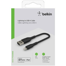 Belkin Lightning to USB-A Cable 15cm, PVC, black, mfi cert.