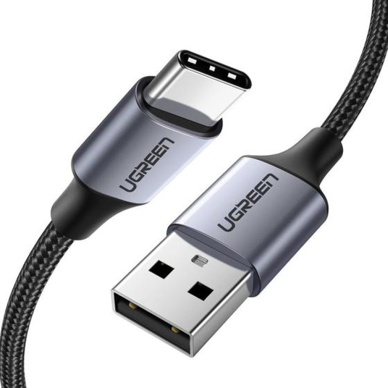 Ugreen 60126 USB kabelis 1 m USB C USB A Melns, Pelēks