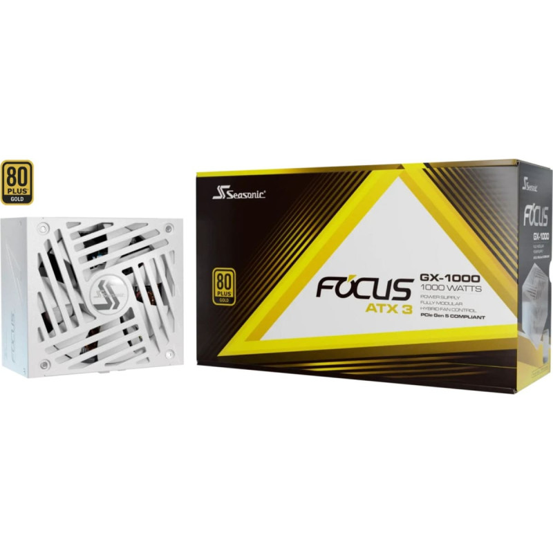 Seasonic Power Supply|SEASONIC|FOCUS GX White ATX 3 (2024)|1000 Watts|Efficiency 80 PLUS GOLD|MTBF 100000 hours|FOCUS-GX-1000-V4-WHITE