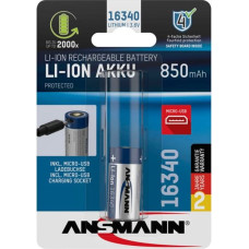 Ansmann 16340 Li-Ion Akku 850mAh 3,6V Micro USB Input  1300-0015