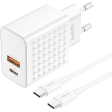 Foneng EU42 USB-C+USB-A 20W power charger + USB-C - USB-C cable (white)