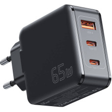 Essager Wall charger, Essager, ECT2CA-JZB01-Z, GaN, USB-A, 2xUSB-C, 65W (black)