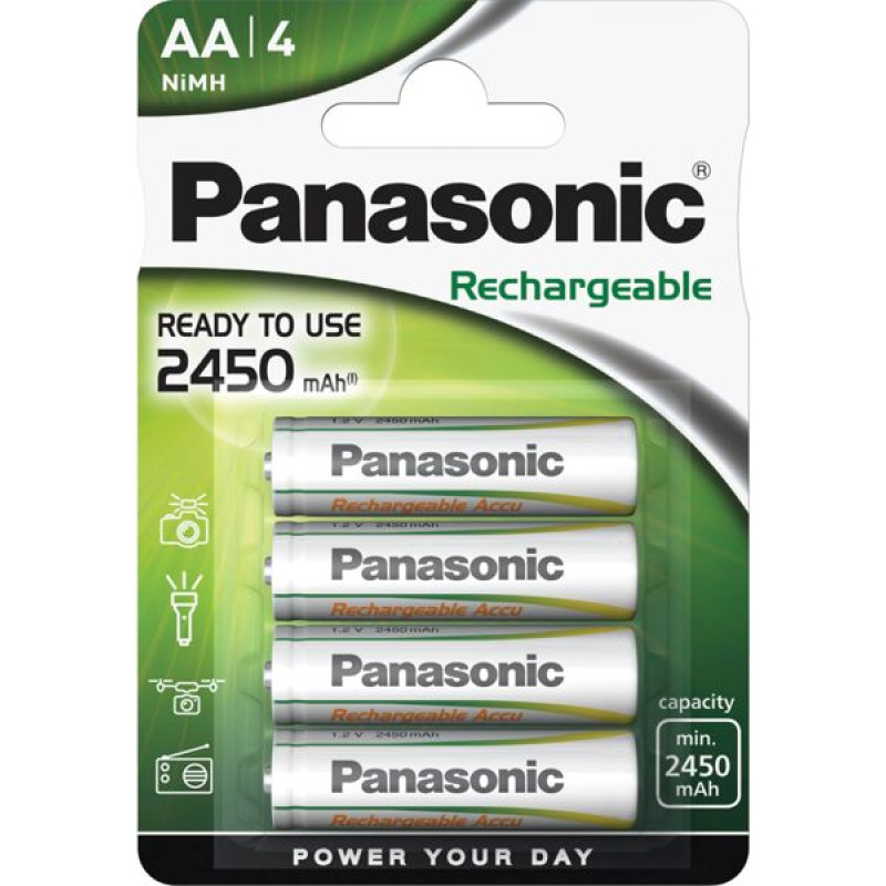 Panasonic 1x4 Panasonic Akku NiMH Mignon AA 2450 mAh Rechargeable Evolta