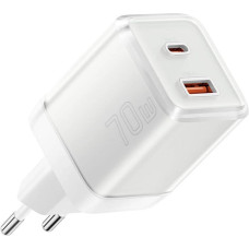 Essager Wall charger Yueqi 70W GaN USB-C + USB-A (white)