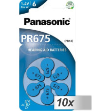 Panasonic 10x1 Panasonic PR 675 Hearing Aid Batteries Zinc Air 6 pcs.