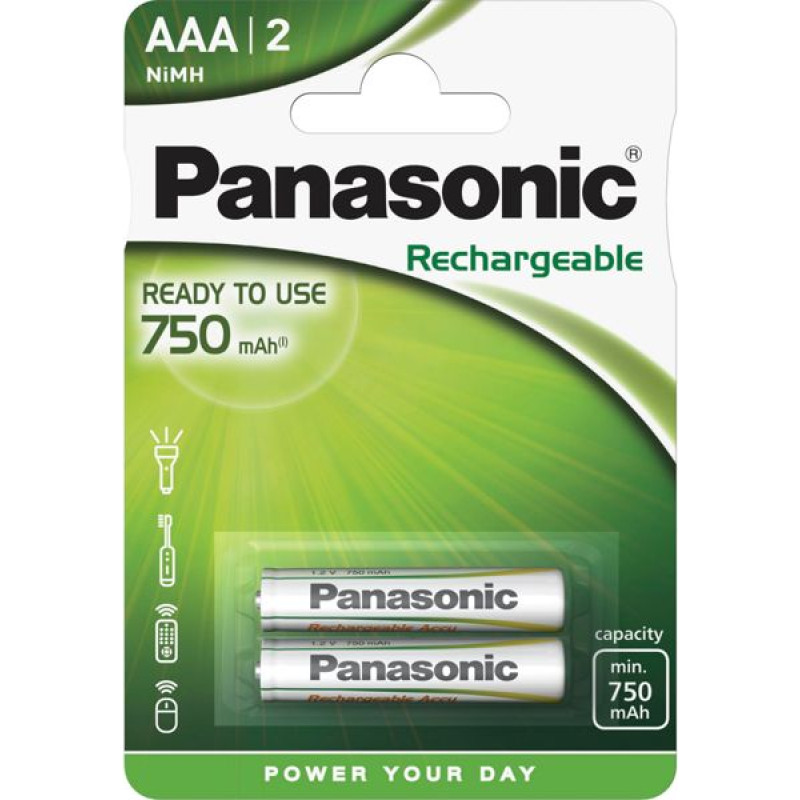 Panasonic 1x2 Panasonic Accu NiMH Micro AAA 750 mAh Ready to Use