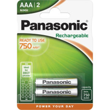 Panasonic 1x2 Panasonic Akku NiMH Micro AAA 750 mAh Ready to Use DECT