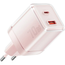 Essager Wall charger Yueqi 70W GaN USB-C + USB-A (pink)